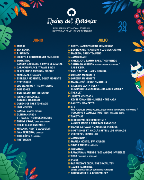 Dos meses de variedad musical con Las Noches del Botánico en Madrid 1 nochesdelbotanico2024 e1716827343729